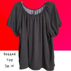 Black & White Dotted Peasant Top - Sz 1X